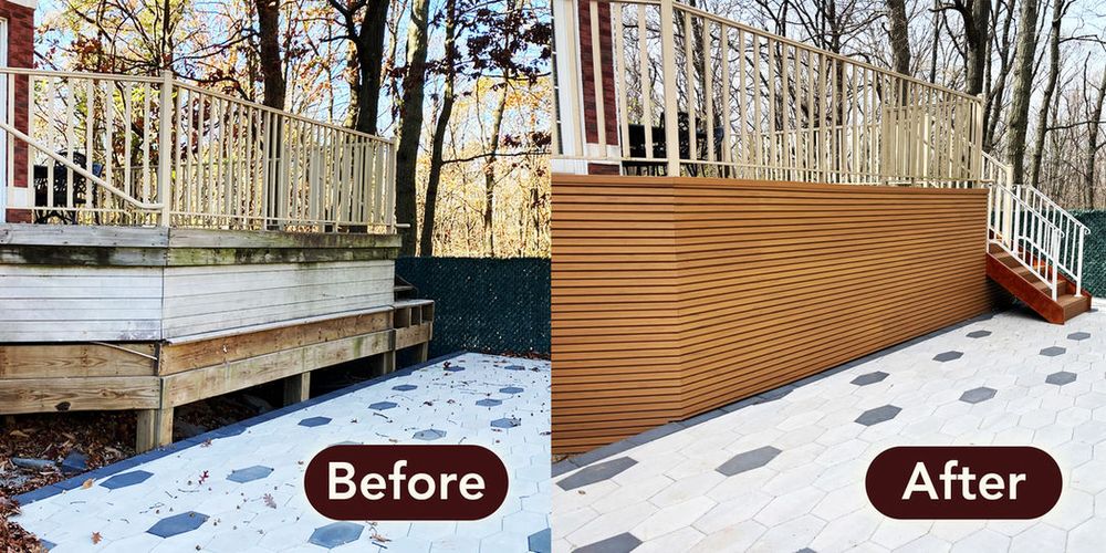 Finished backyard fence and deck project by Elevate Tent Design
